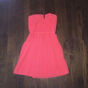 Strapless pink cocktail dress